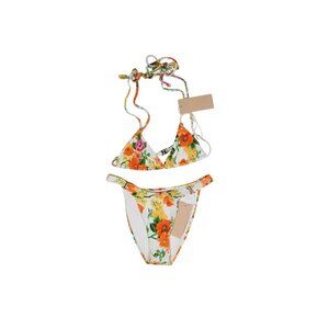 Aquari Rio Top & Sunset Bottoms Bikini in Orange Floral